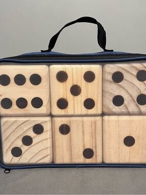 Triumph Large Wooden Set Of 6 Dice Yard Games W/ Carrying Case & Game Board